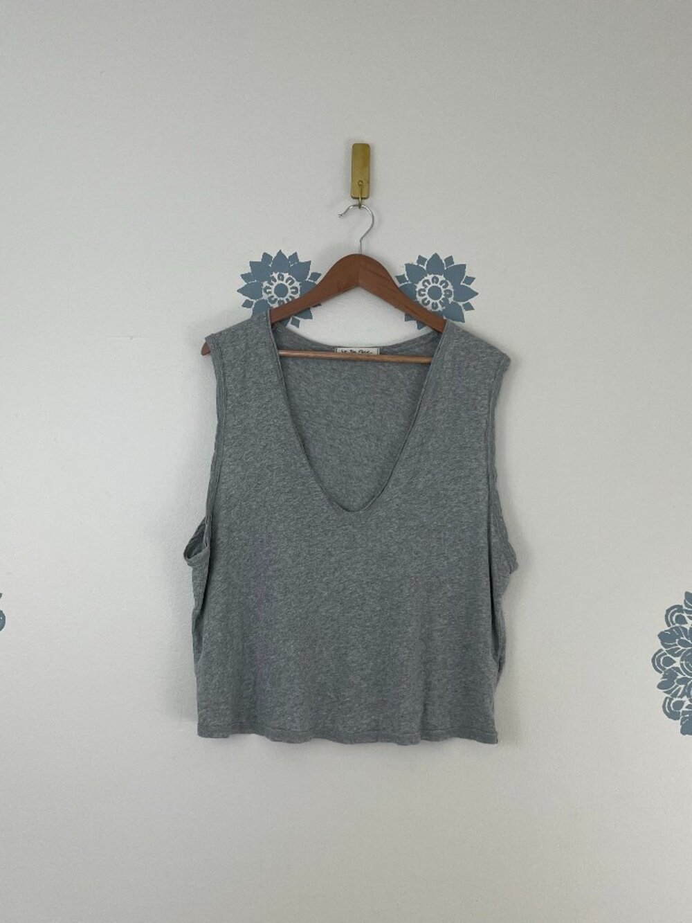 Free People We The Free Dreamy Cotton Tank in Grey Size Large